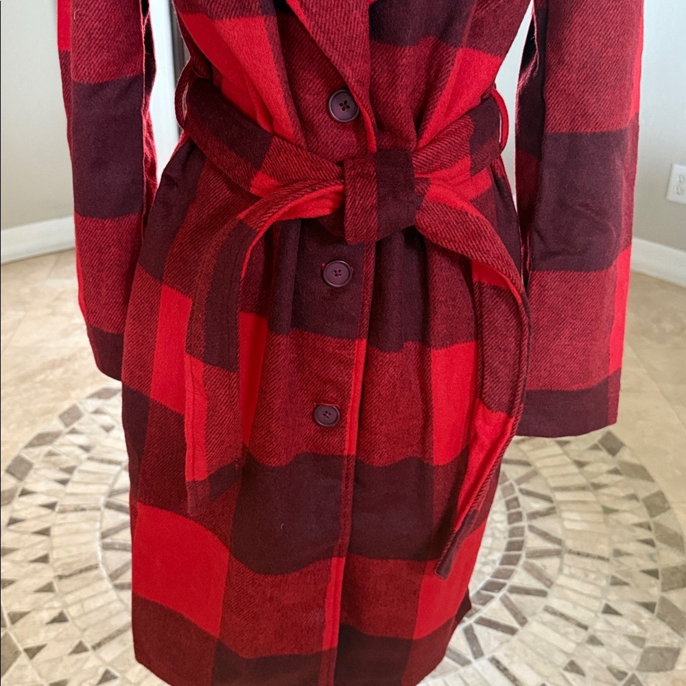 G by Giuliana Black Label Red and Black Wool Blend coat - Picture 2 of 10